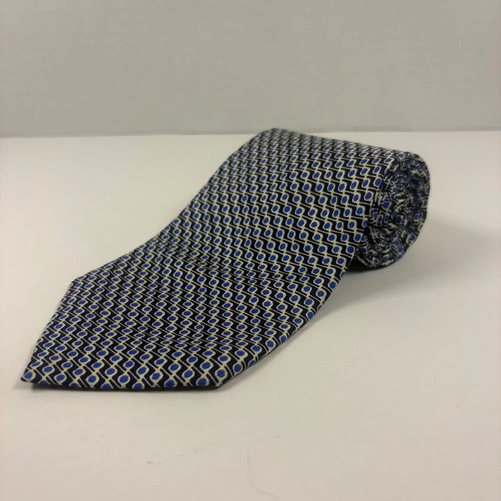 Lauren Ralph Lauren Tie Mens OS Blue Geometric Silk Woven Classic Necktie